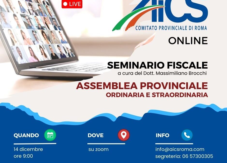 AICS ROMA: ASSEMBLEA PROVINCIALE ORDINARIA E STRAORDINARIA